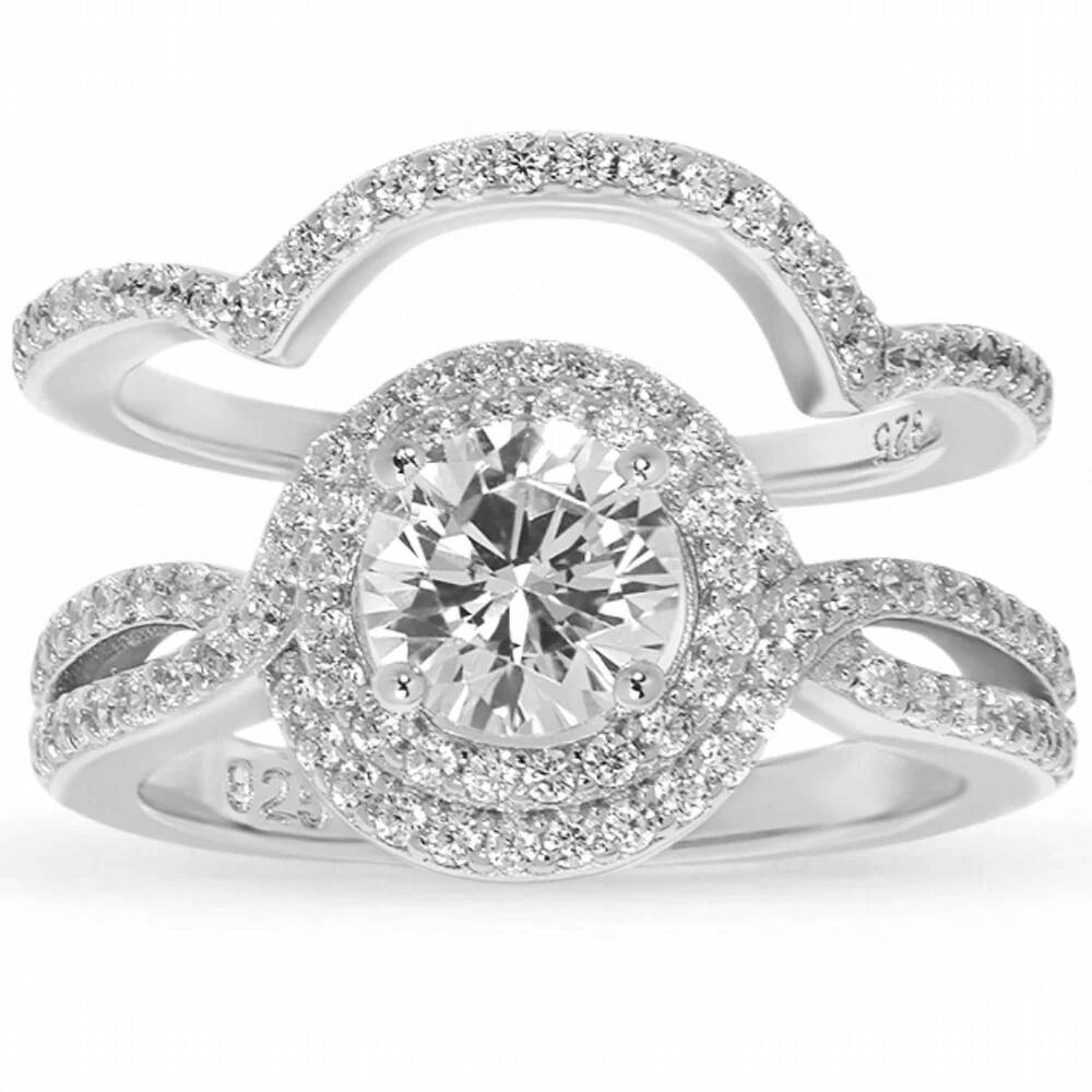 NEW STARLETTE women's eliza engagement ring set in silver